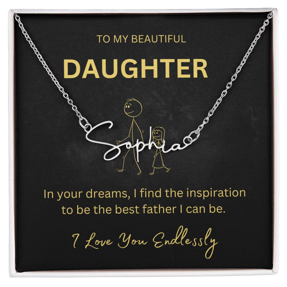 Signature Name Necklace, Father Daughter Gift | Lovesakes