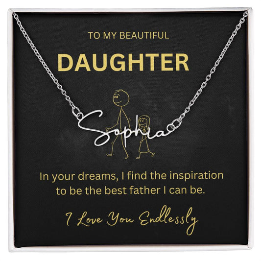 Signature Name Necklace, Father Daughter Gift