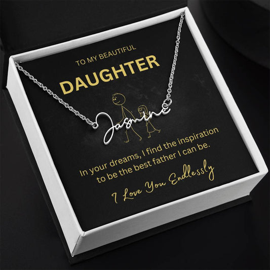 Signature Name Necklace, Father Daughter Gift