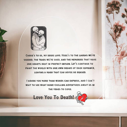 Skull Couple Acrylic Heart Plaque