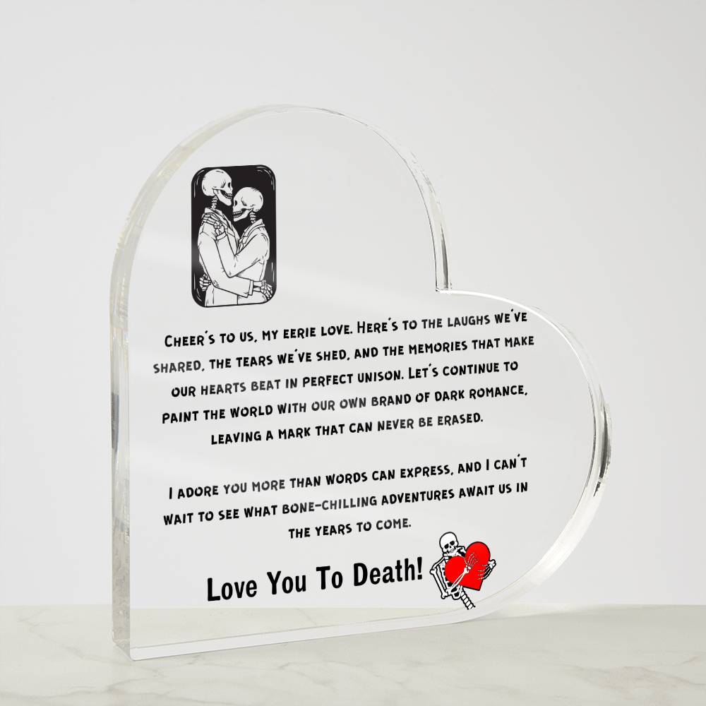 Skull Couple Acrylic Heart Plaque 