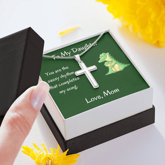 Stainless Cross Necklace w/Daughter Message Card