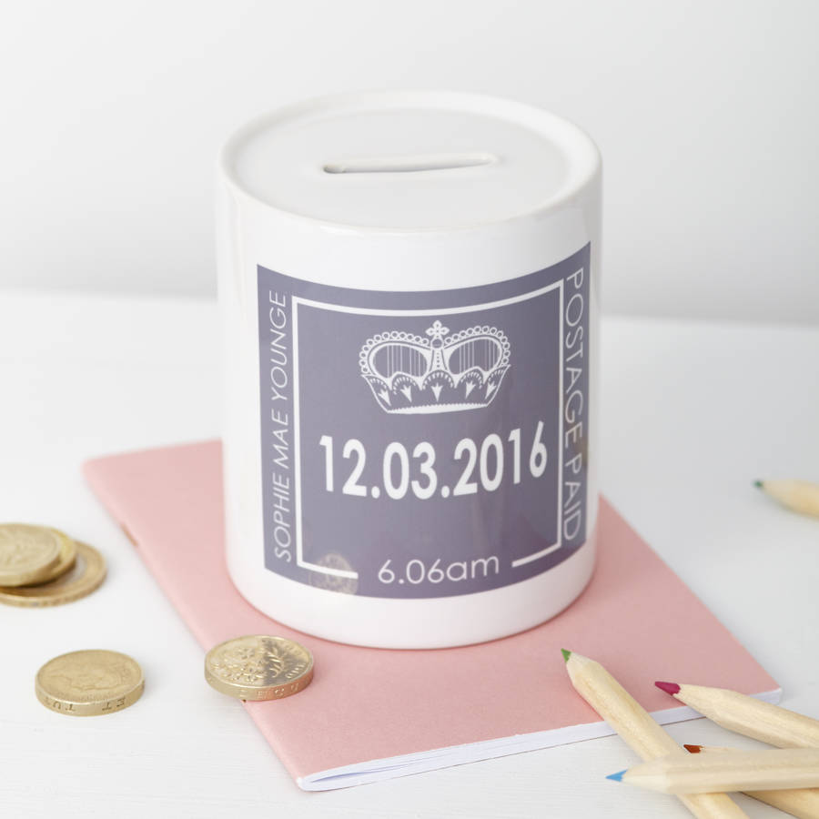 Personalized Money Boxes - Personalized New Baby Keepsake Money Box 