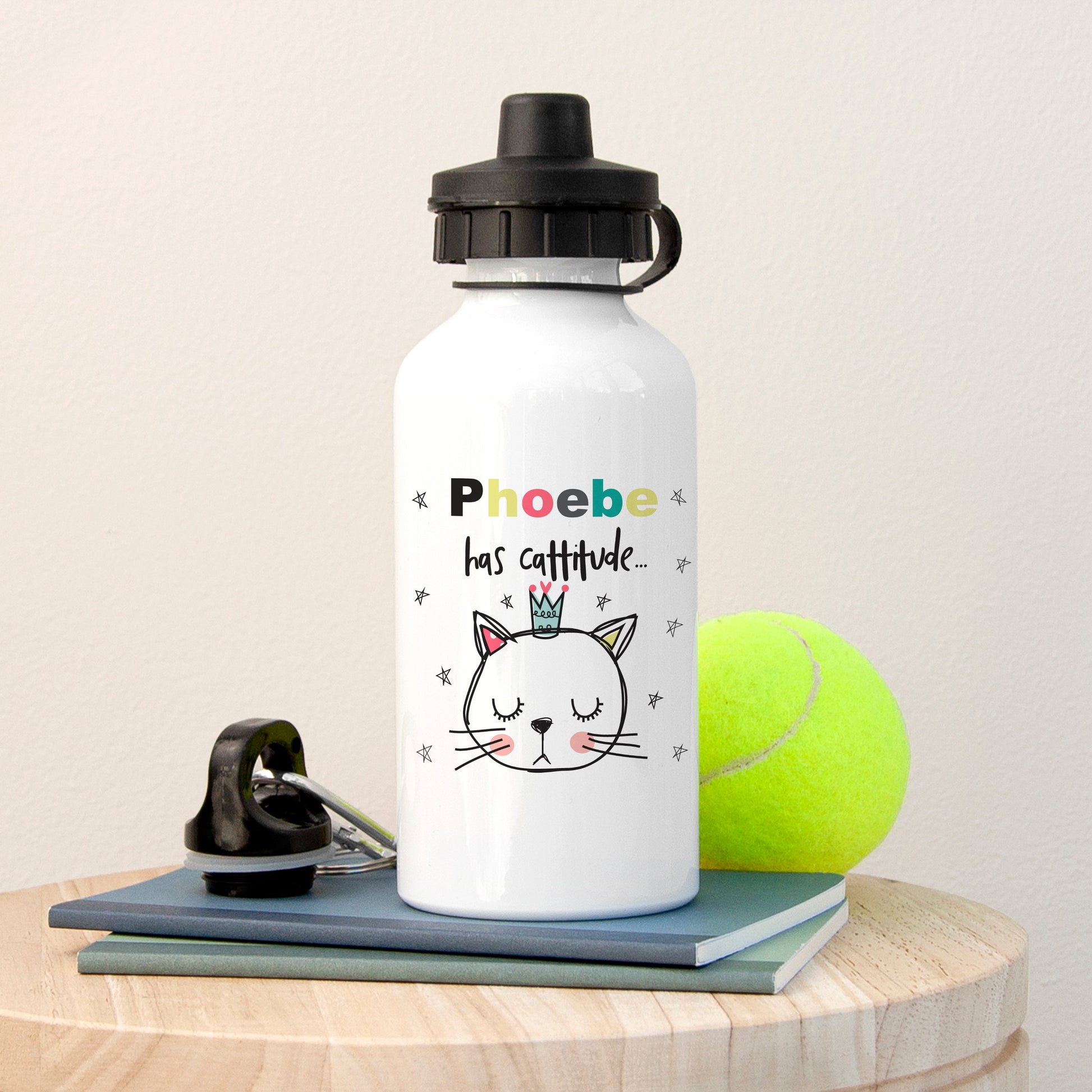 Personalized Water Bottles - Personalized Cattitude Water Bottle 