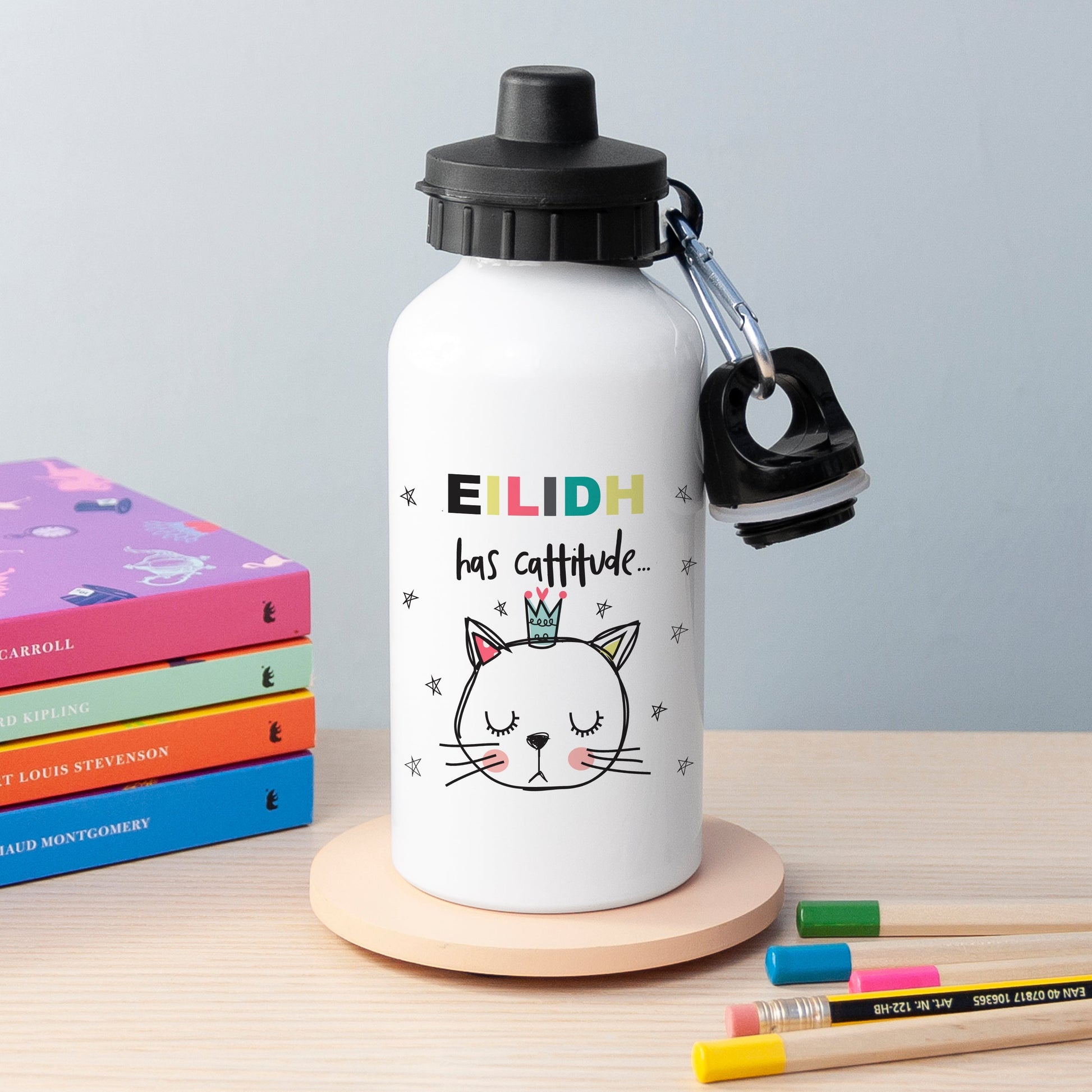 Personalized Water Bottles - Personalized Cattitude Water Bottle 