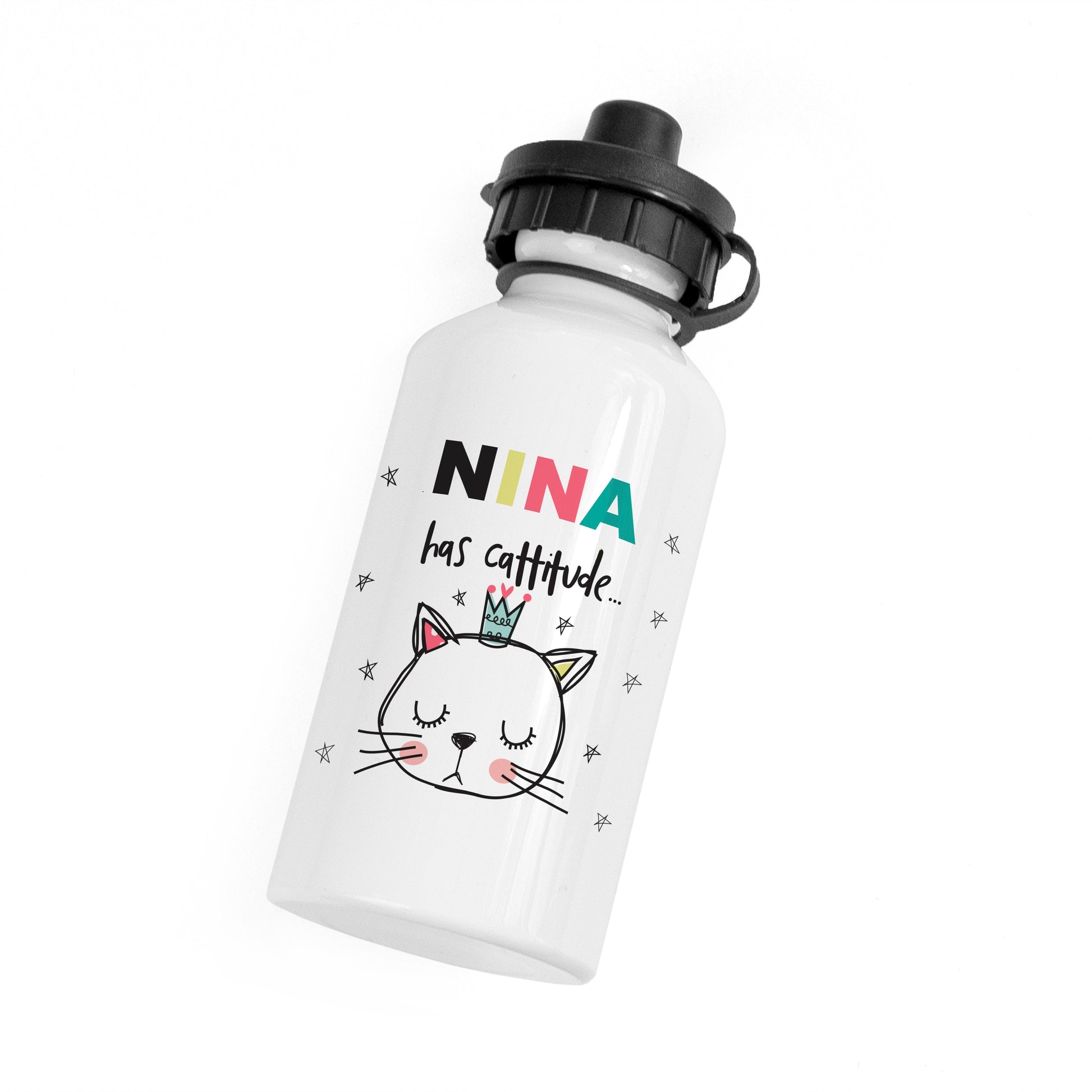 Personalized Water Bottles - Personalized Cattitude Water Bottle 