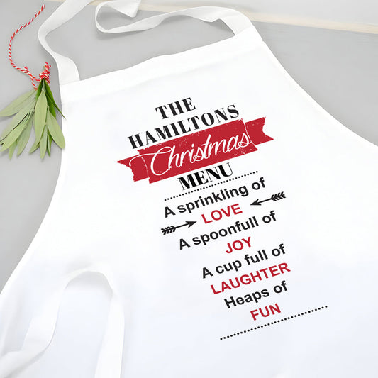 Personalised Your Family Christmas Menu Apron