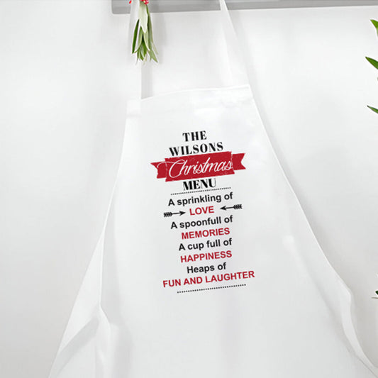 Personalised Your Family Christmas Menu Apron