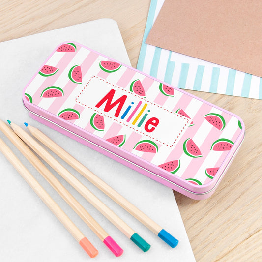 Personalized Melon Pattern Pencil Case Tin