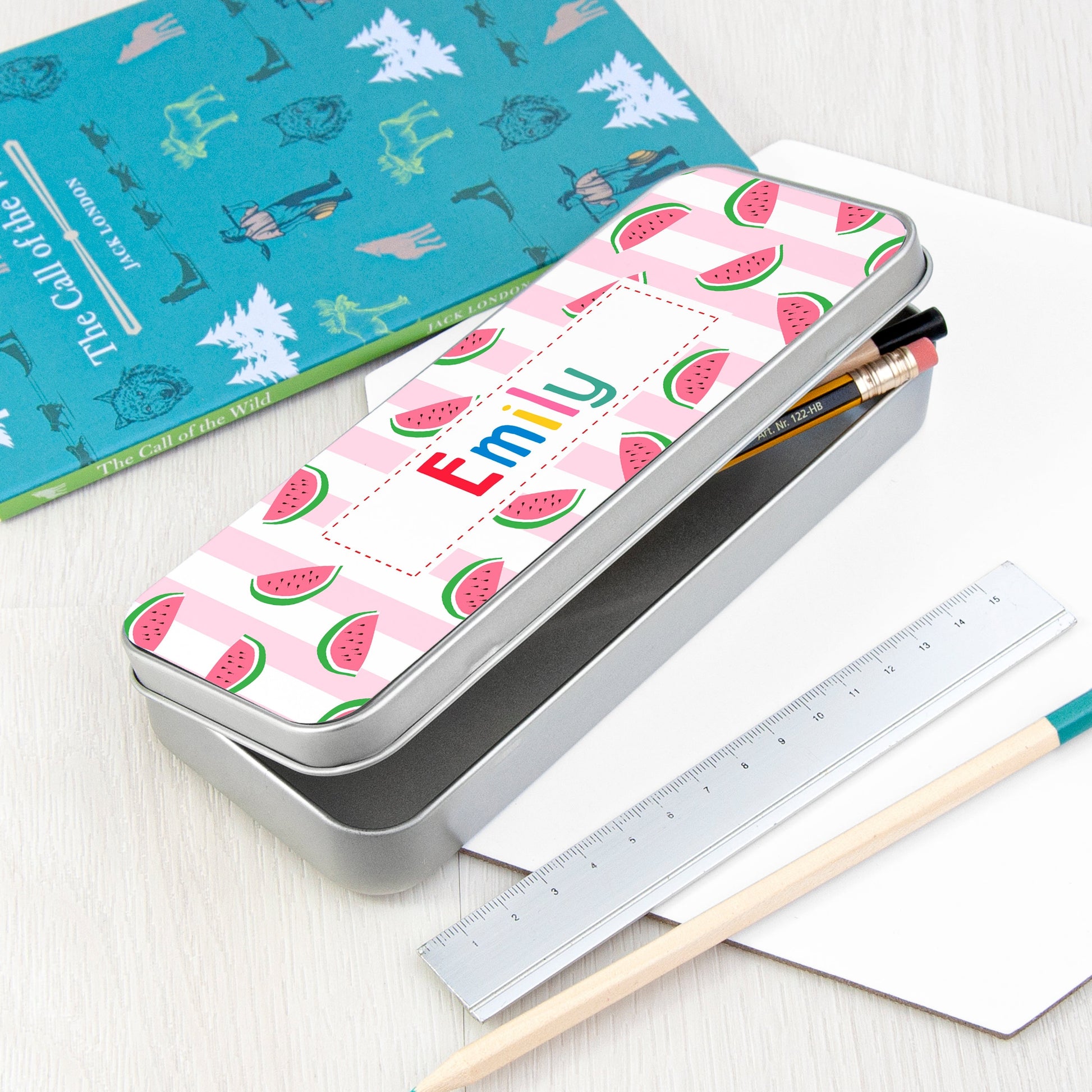 Personalized Pencil Cases - Personalized Melon Pattern Pencil Case Tin 