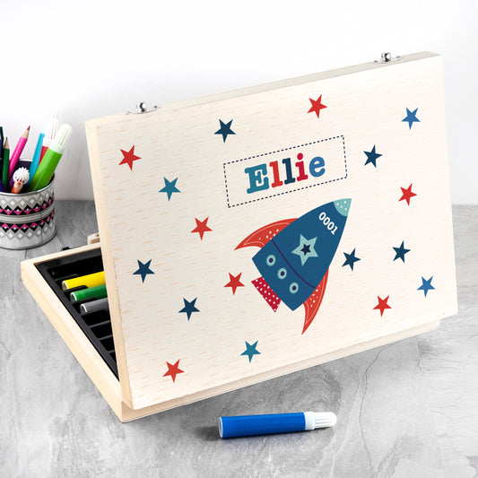 Personalized Kid’s Space Rocket Colouring Set