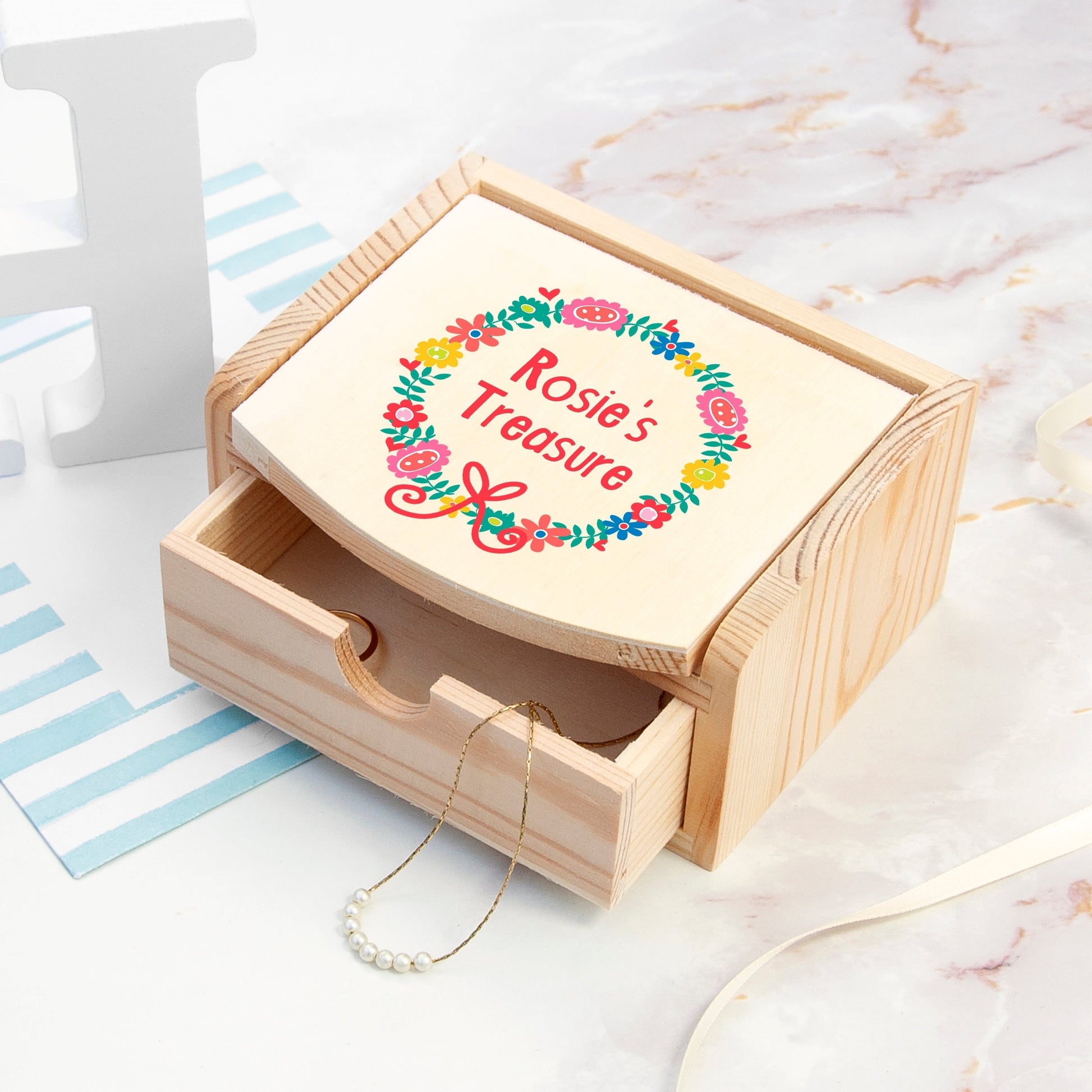Personalized Jewellery Boxes & Storage - Personalized Kid’s Floral Garland Jewellery Box 