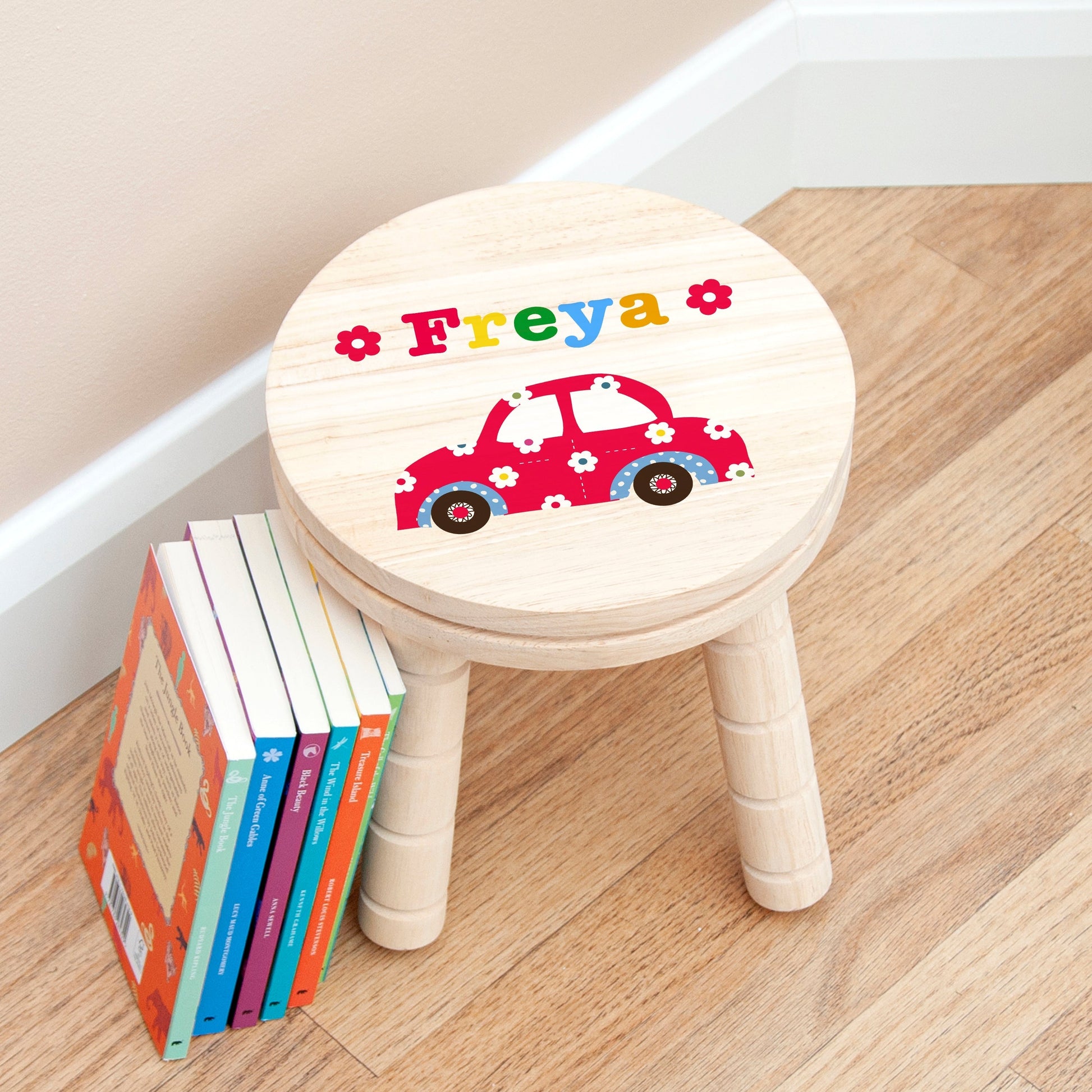 Personalized Kids Stools - Personalized Kid’s Cute Car Wooden Stool 