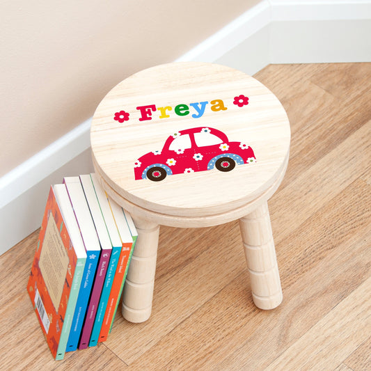 Personalized Kid’s Cute Car Wooden Stool