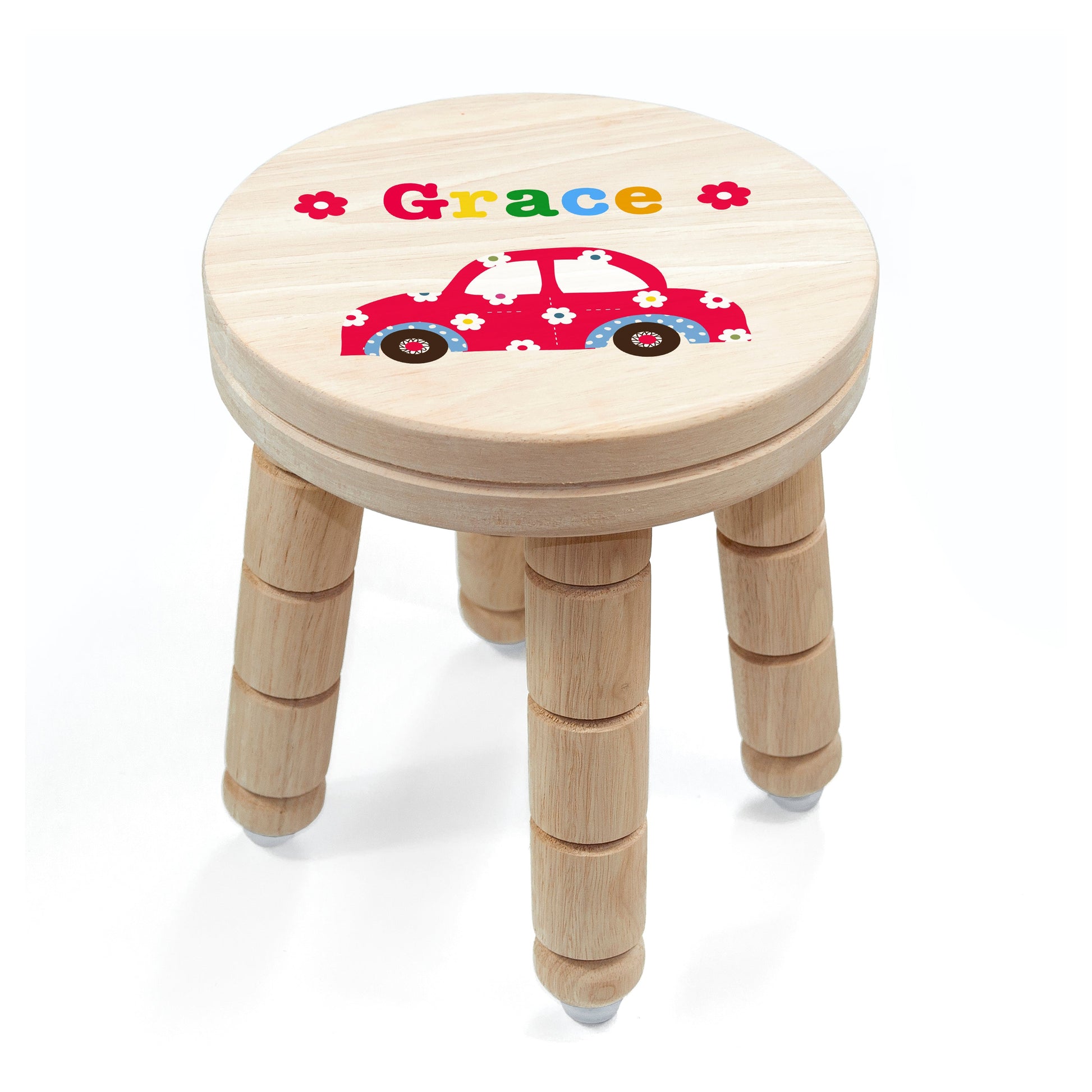 Personalized Kids Stools - Personalized Kid’s Cute Car Wooden Stool 