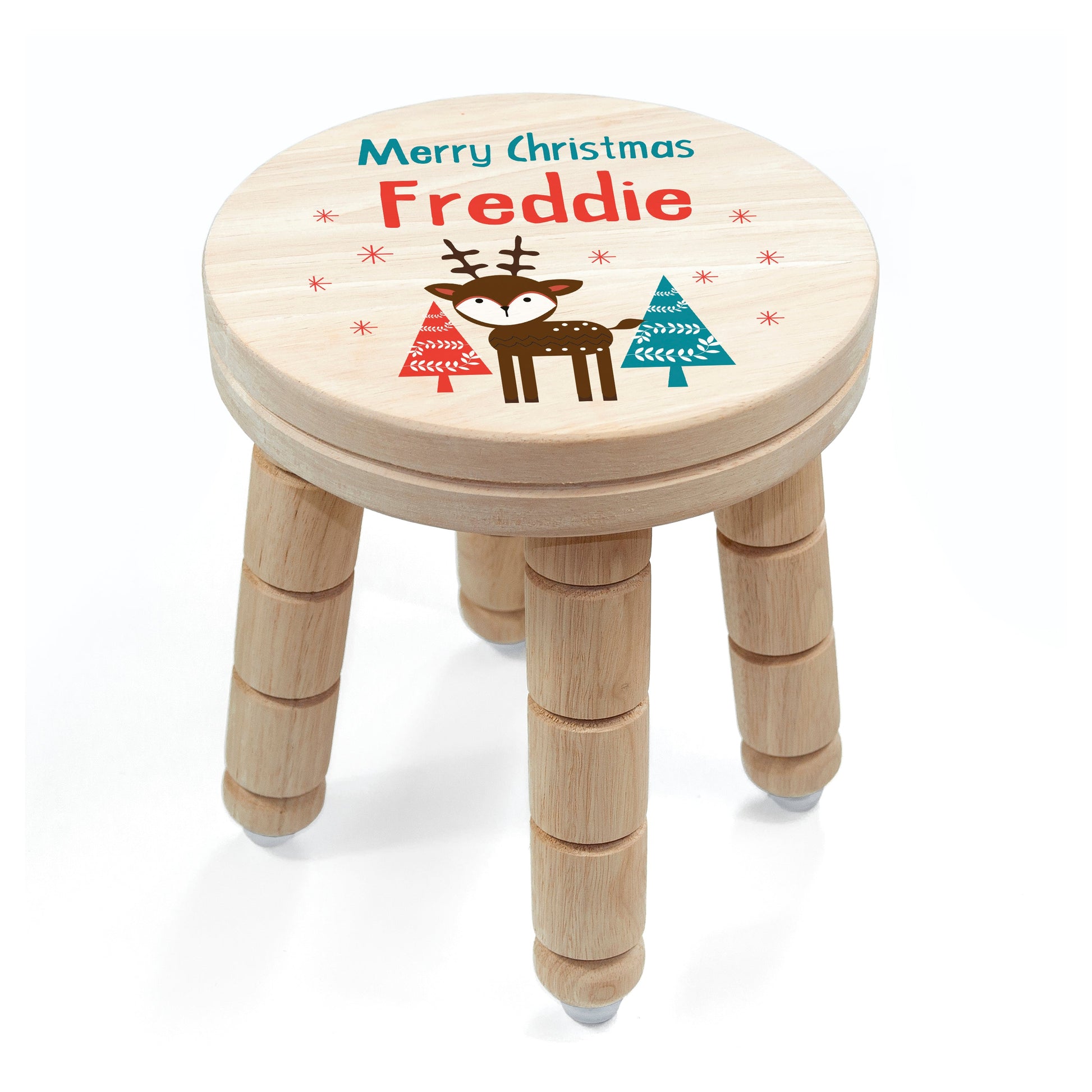 Personalized Kids Stools - Personalized Kid’s Reindeer Wooden Stool 