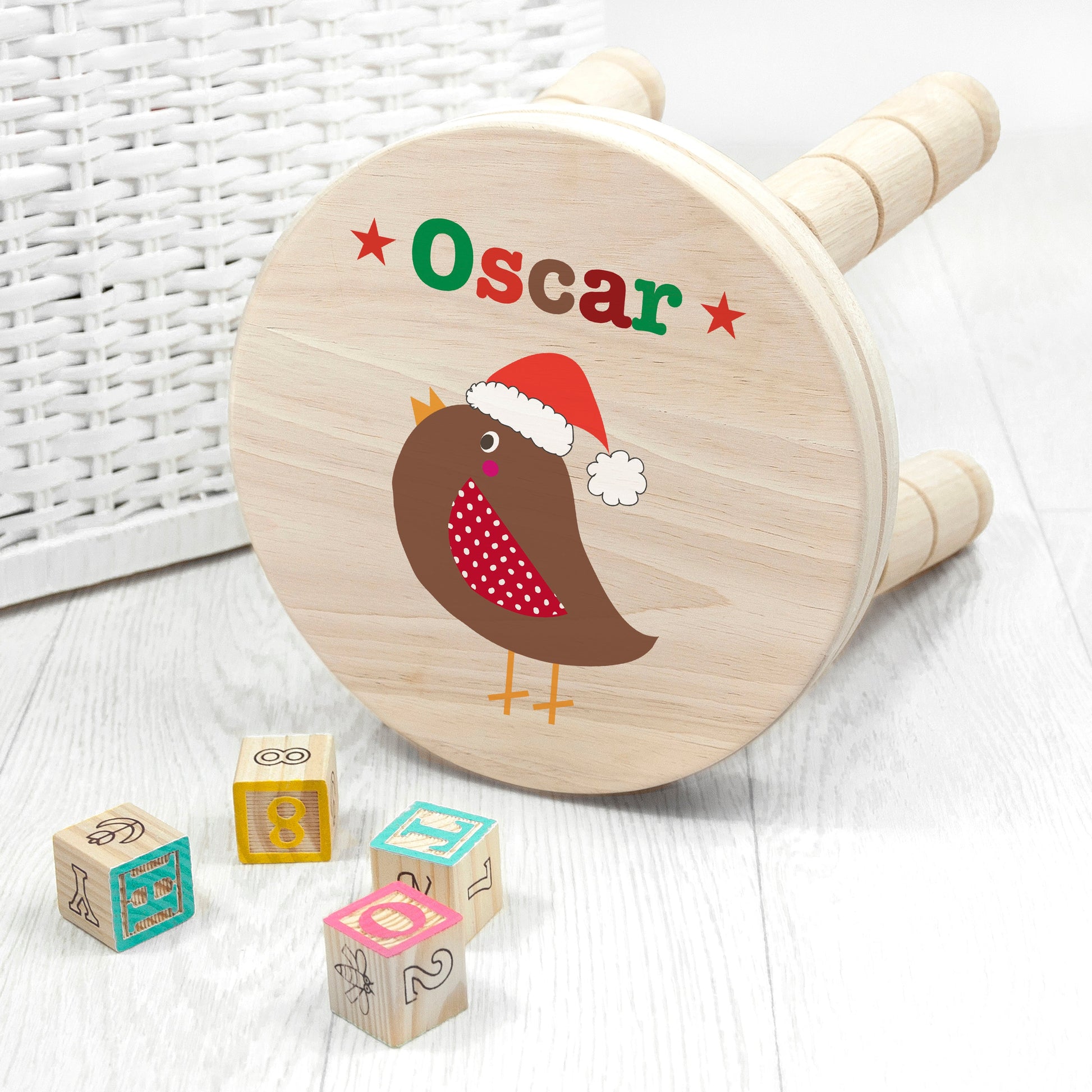 Personalized Kids Stools - Personalized Kid’s Robin Wooden Stool 