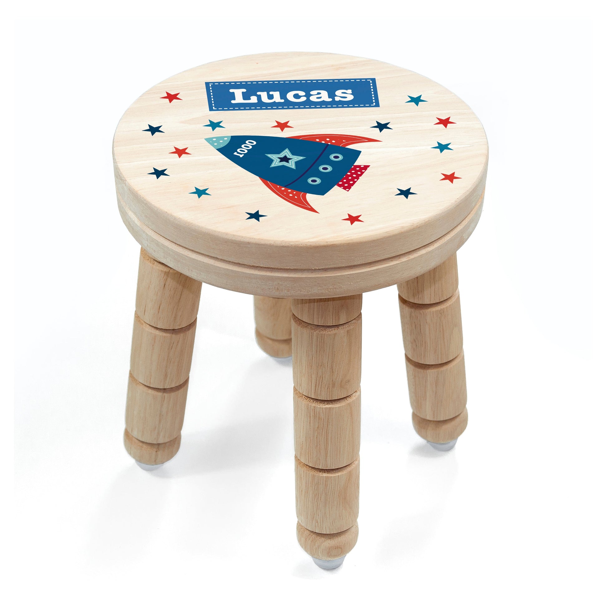 Personalized Kids Stools - Personalized Kid’s Rocket Wooden Stool 