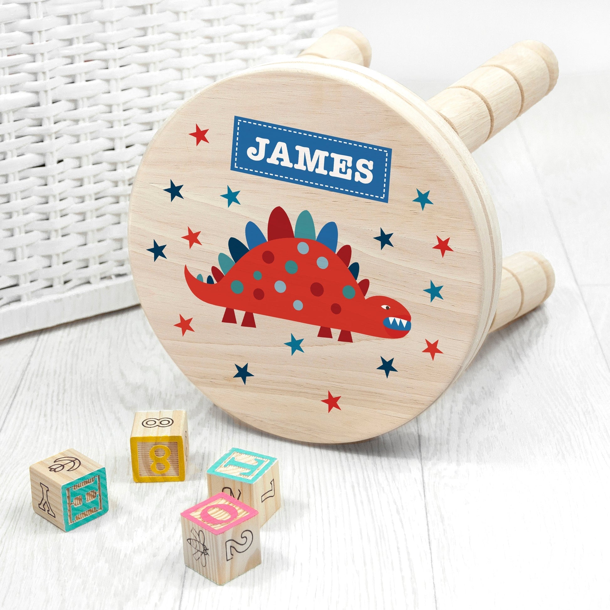 Personalized Kids Stools - Personalized Kid’s Dinosaur Wooden Stool 
