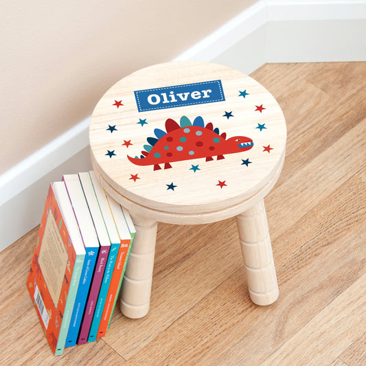 Personalized Kid’s Dinosaur Wooden Stool