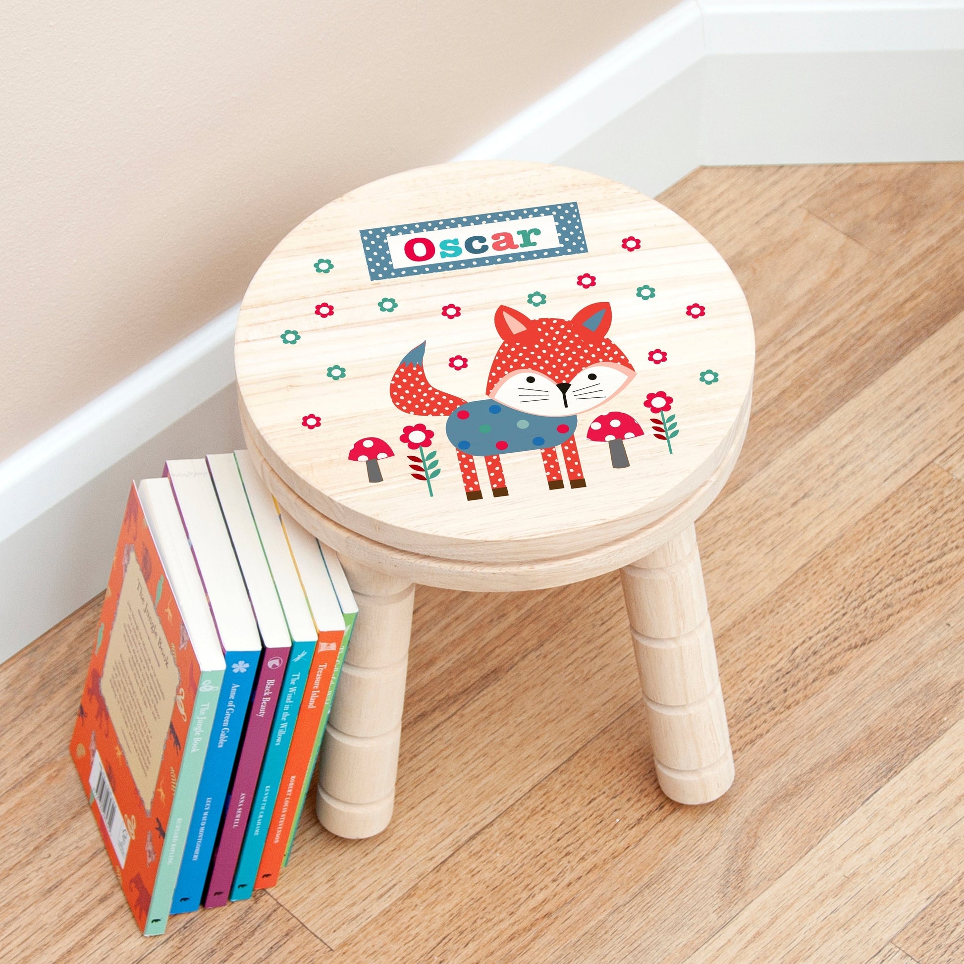 Personalized Kids Stools - Personalized Kid’s Fox Wooden Stool 