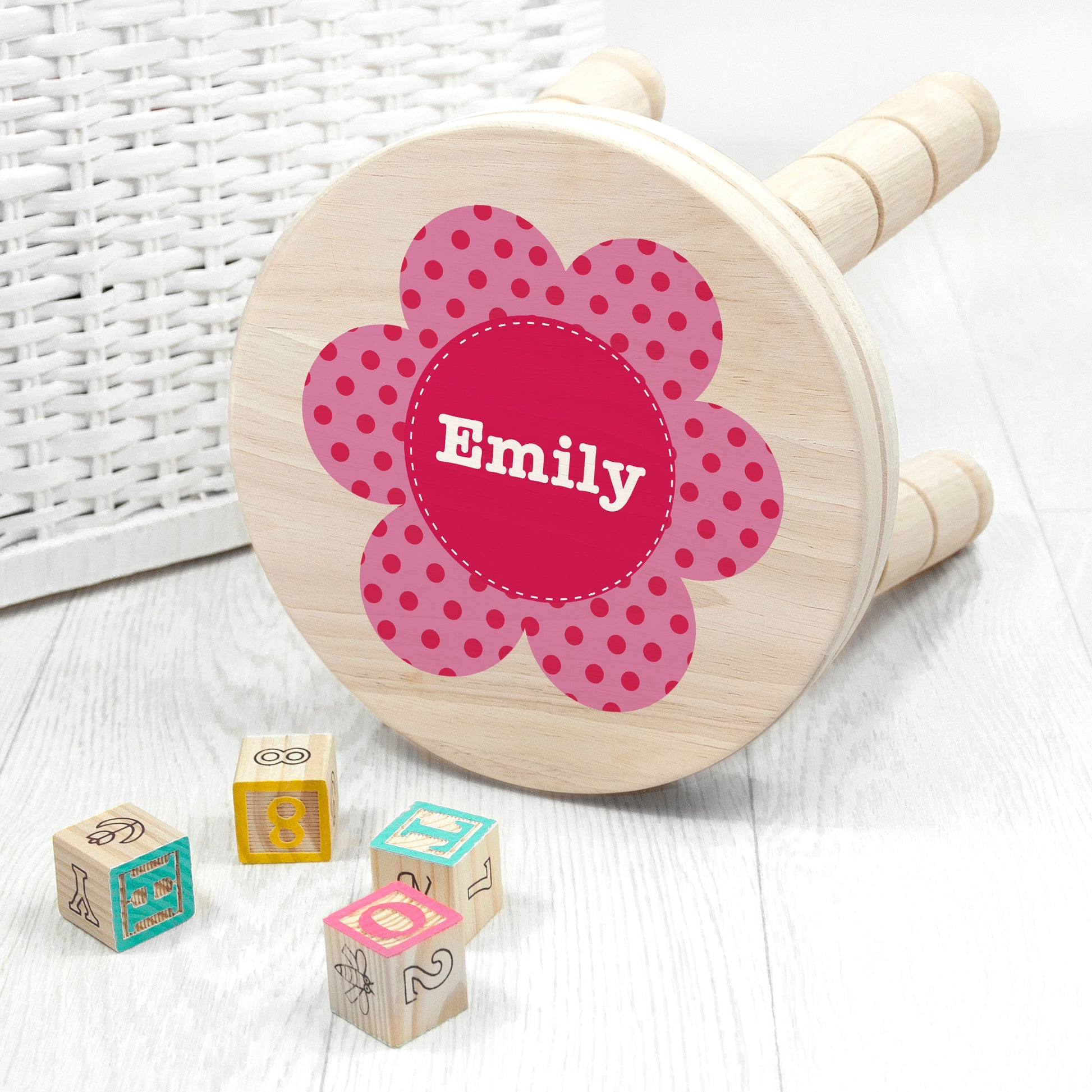 Personalized Kids Stools - Personalized Kid’s Flower Wooden Stool 