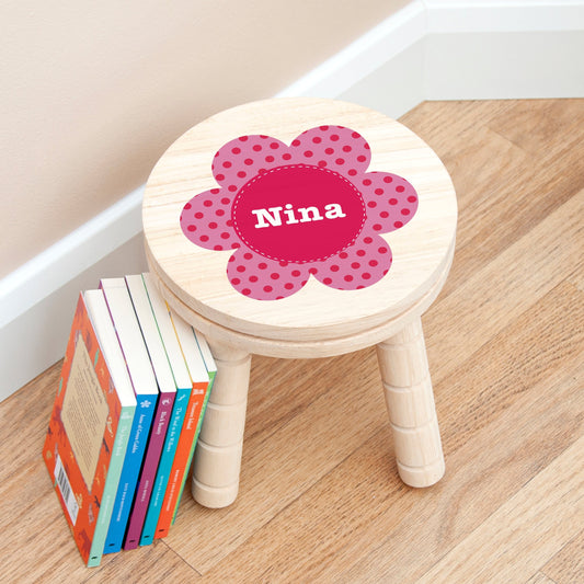Personalized Kid’s Flower Wooden Stool