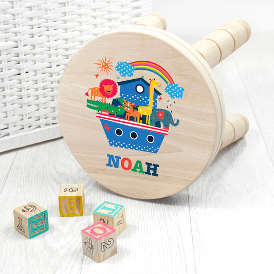Personalized Kid’s Noah's Ark Wooden Stool