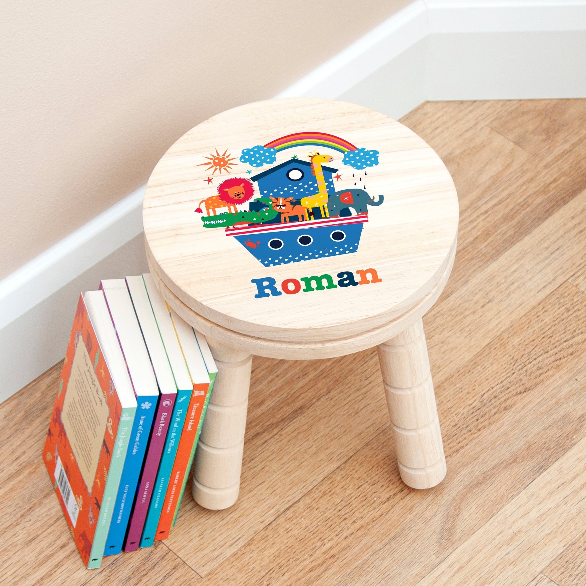 Personalized Kids Stools - Personalized Kid’s Noah's Ark Wooden Stool 