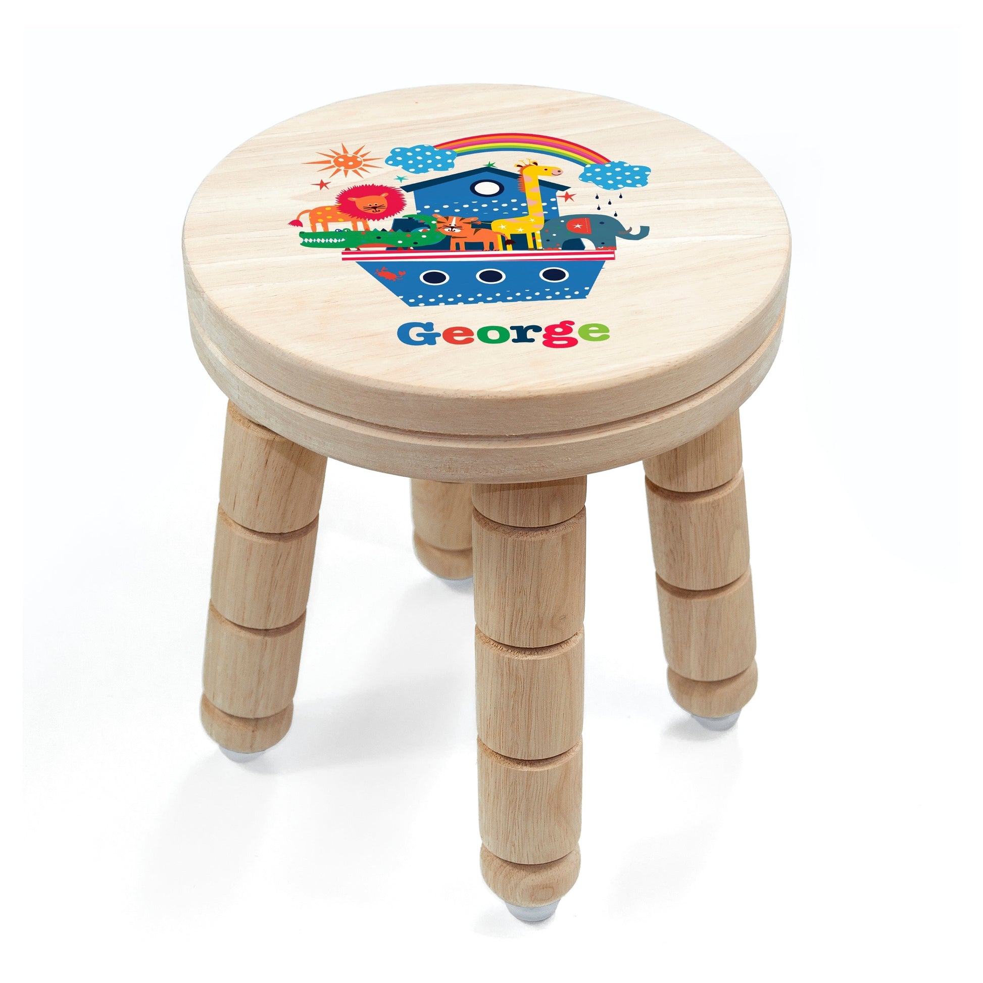 Personalized Kids Stools - Personalized Kid’s Noah's Ark Wooden Stool 