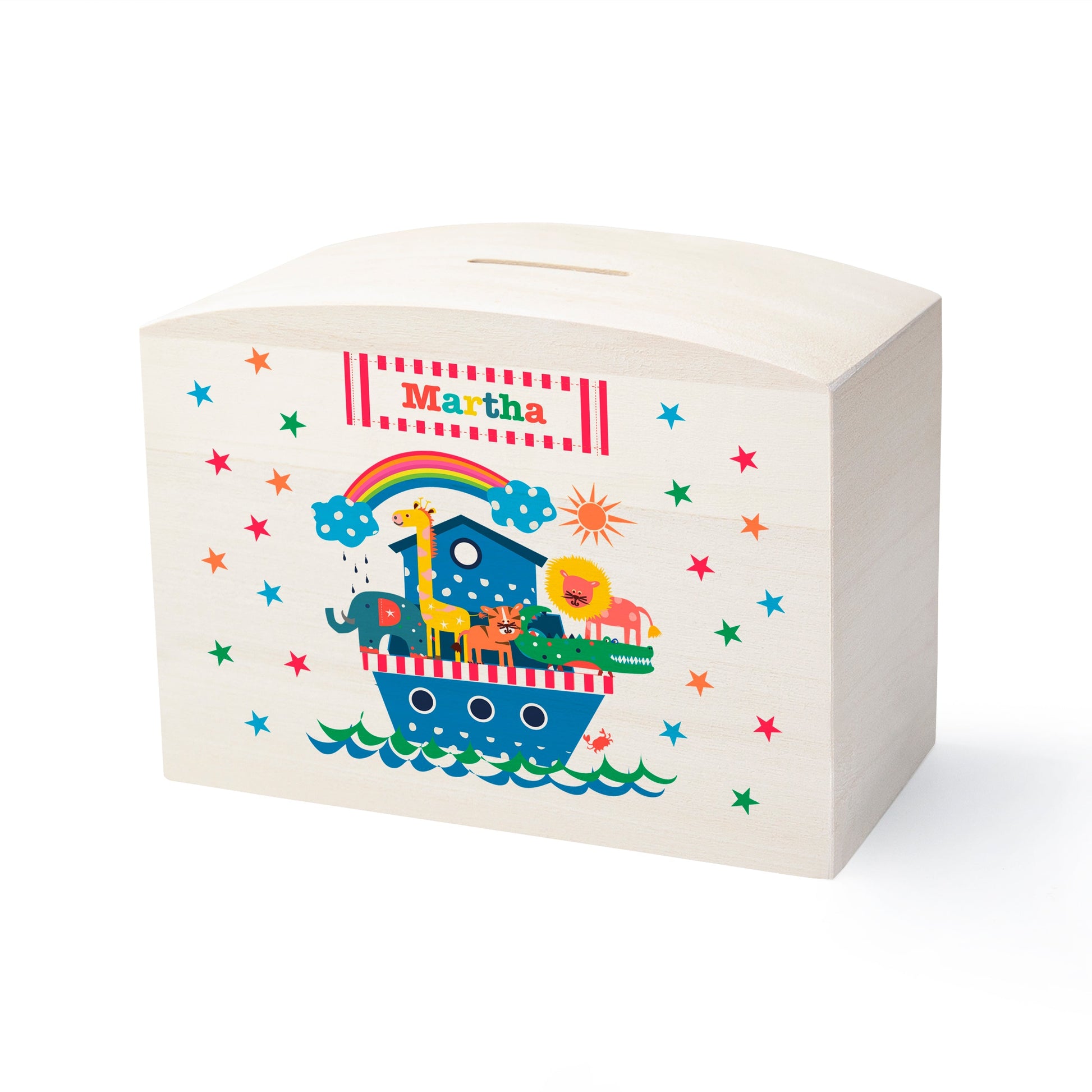 Personalized Money Boxes - Personalized Noah's Ark Wooden Money Box 