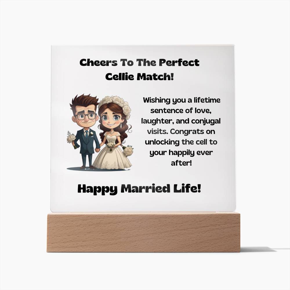 The Perfect Cellie Match Wedding Plaque 