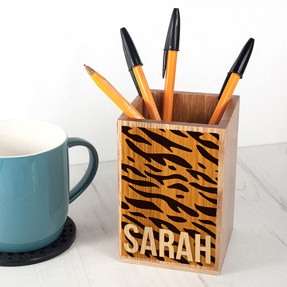 Personalized Pencil Cases - Personalized Animal Print Pen Pot 