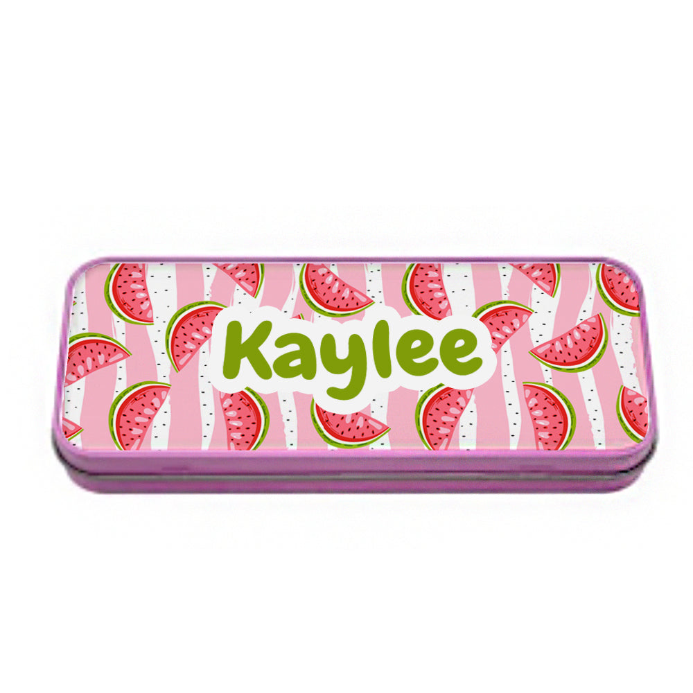Personalized Pencil Cases - Personalized Pink Tin Pencil Case 