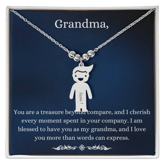 To Grandma - Personalized Child Charm Necklace