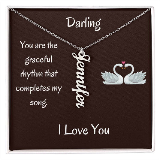 Vertical Custom Name Necklace + Romantic Message Card