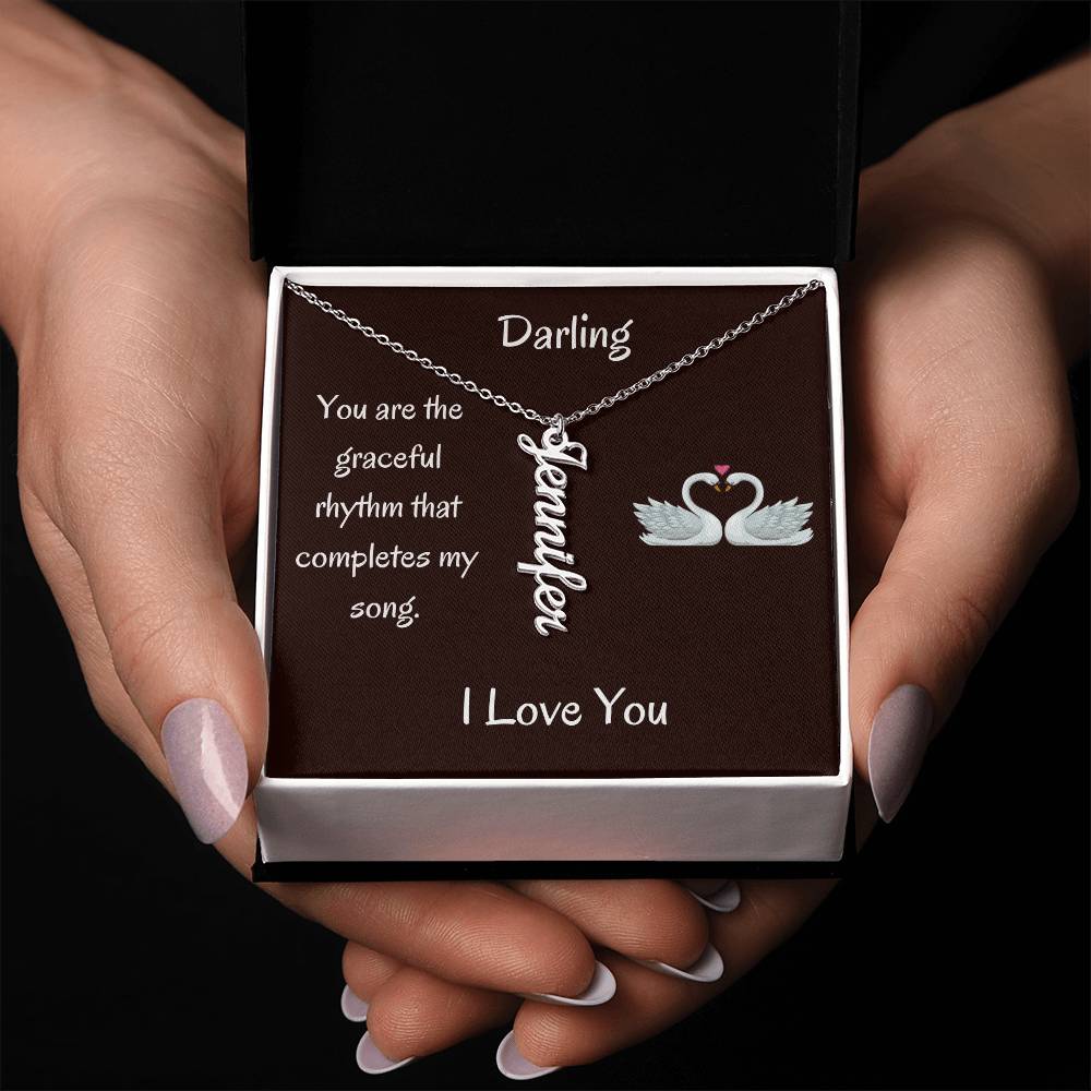 Vertical Custom Name Necklace + Romantic Message Card | Lovesakes