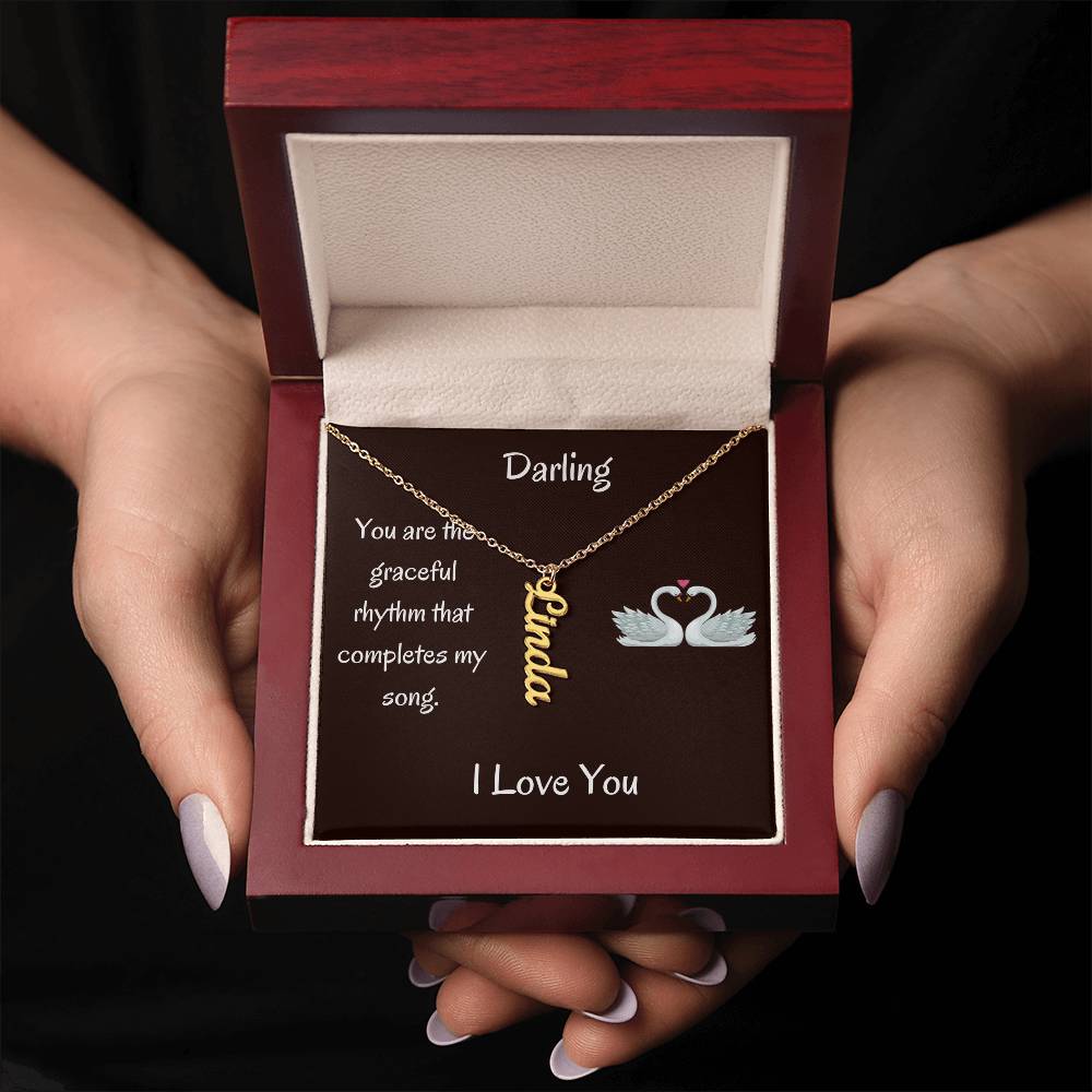 Vertical Custom Name Necklace + Romantic Message Card | Lovesakes