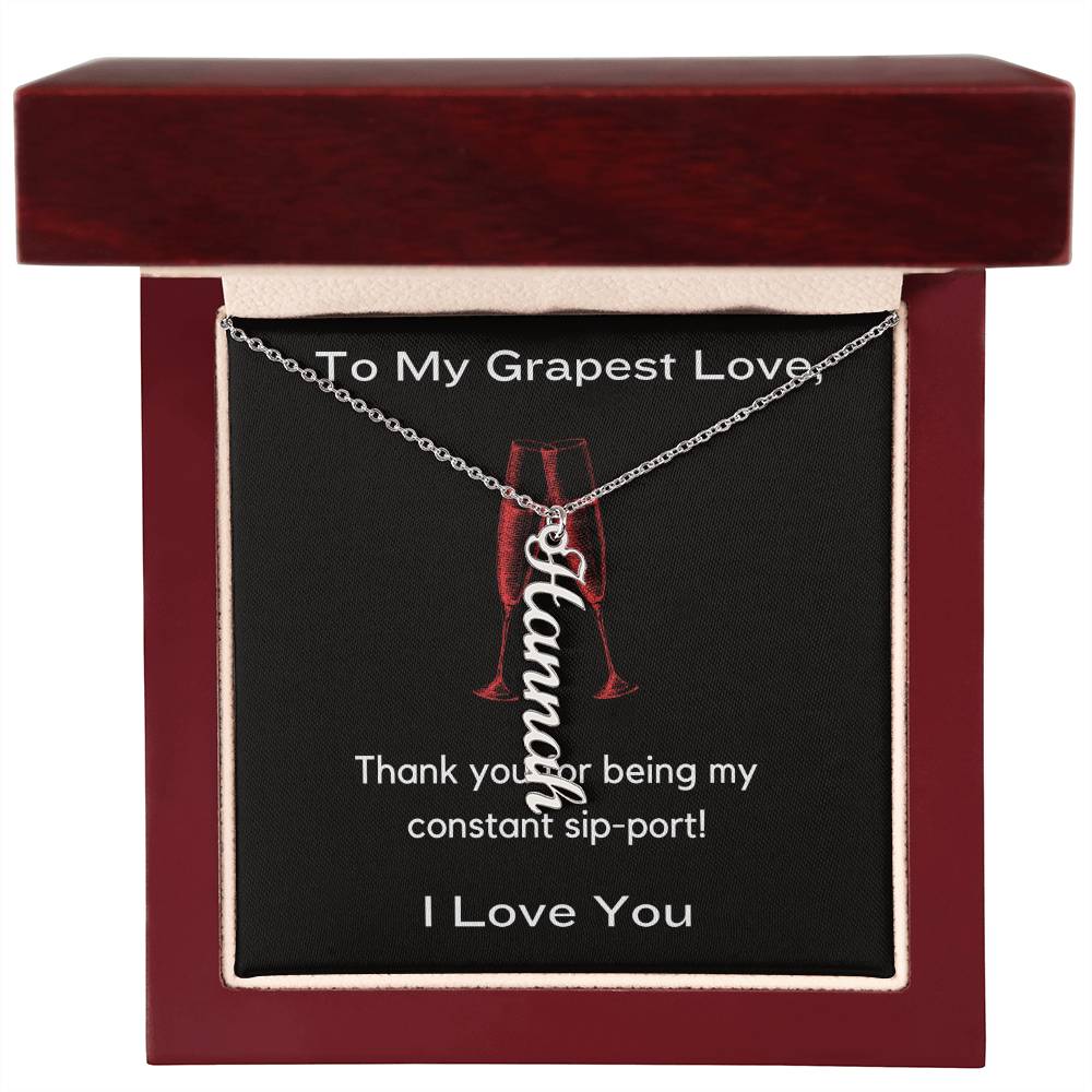 Vertical Name Necklace, My Constant Sip-port Message Card | Lovesakes