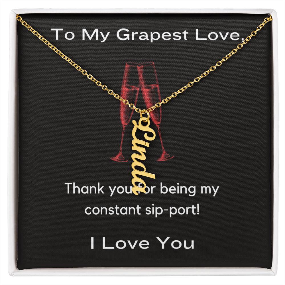 Vertical Name Necklace, My Constant Sip-port Message Card | Lovesakes