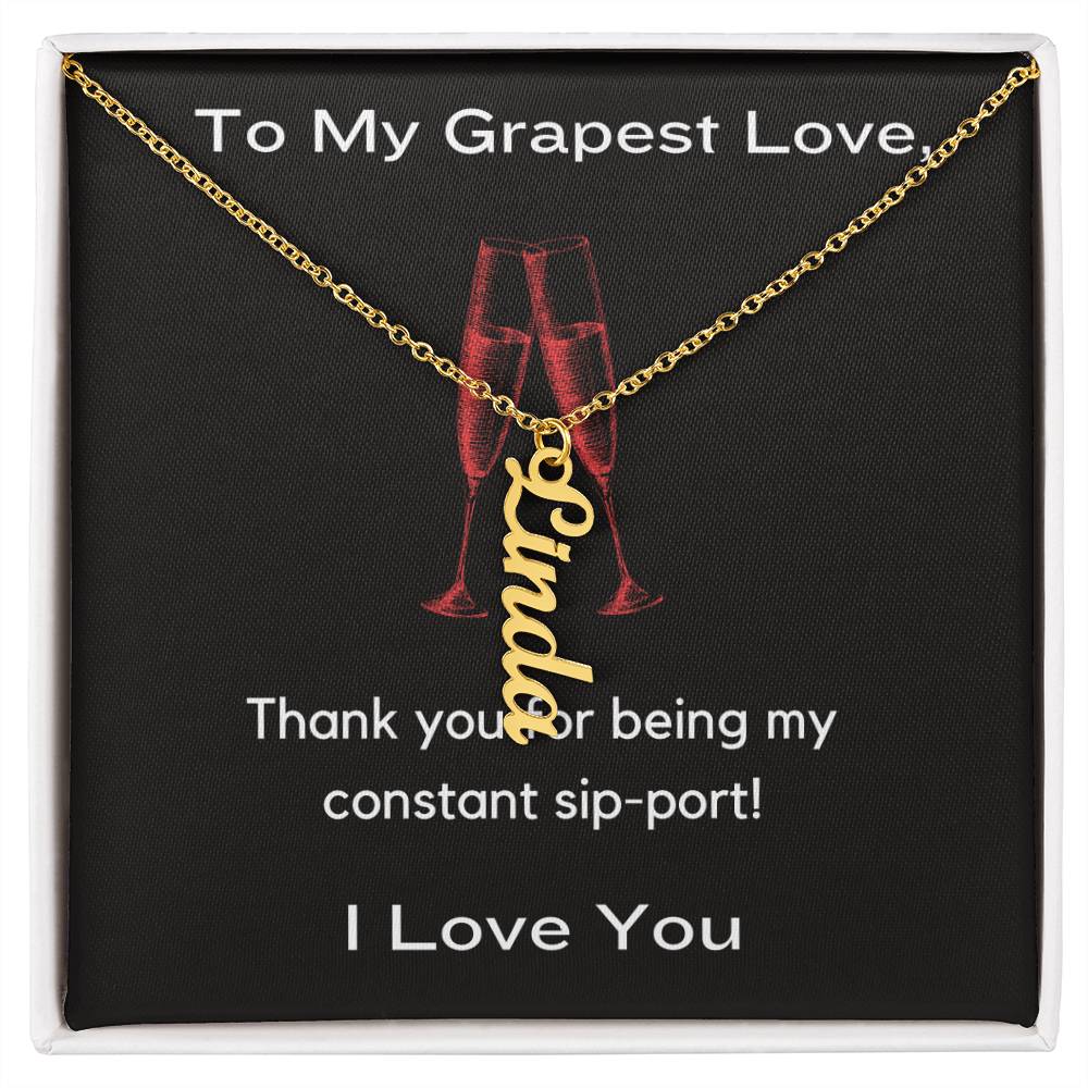 Vertical Name Necklace, My Constant Sip-port Message Card - GiftsofaKind