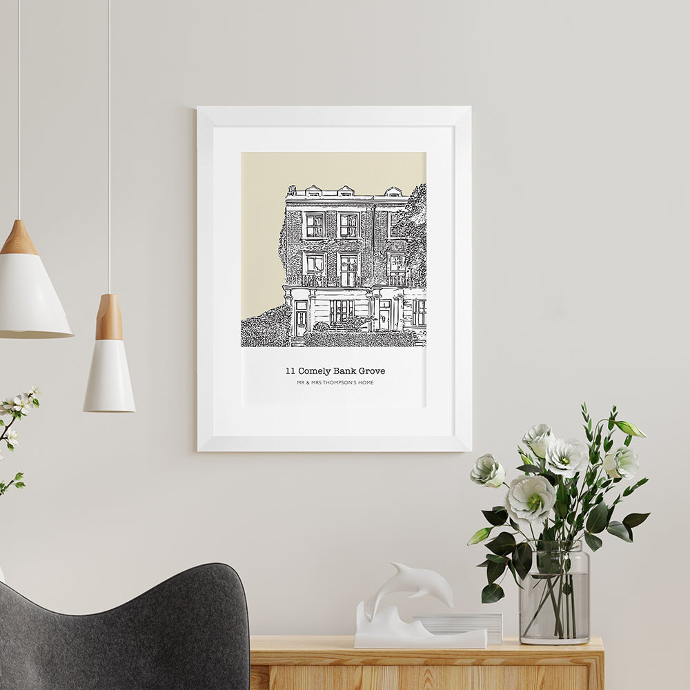 Personalized Wall Print - Personalized Home Portrait Sketch Wall Print 