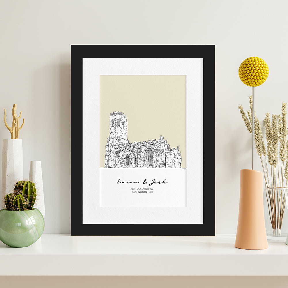 Personalized Wedding Venue Sketch Framed Print - GiftsofaKind