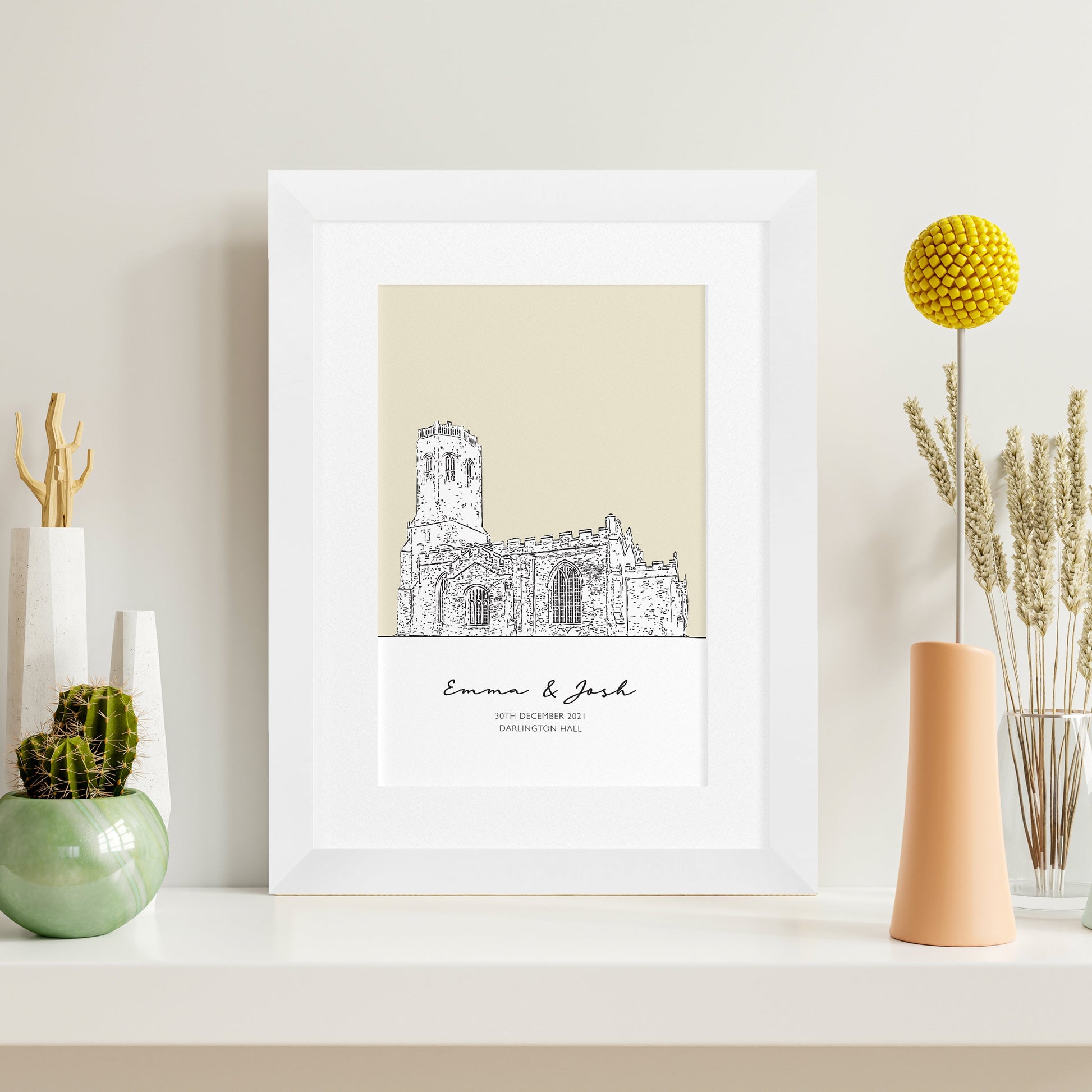 Personalized Wedding Venue Sketch Framed Print - GiftsofaKind