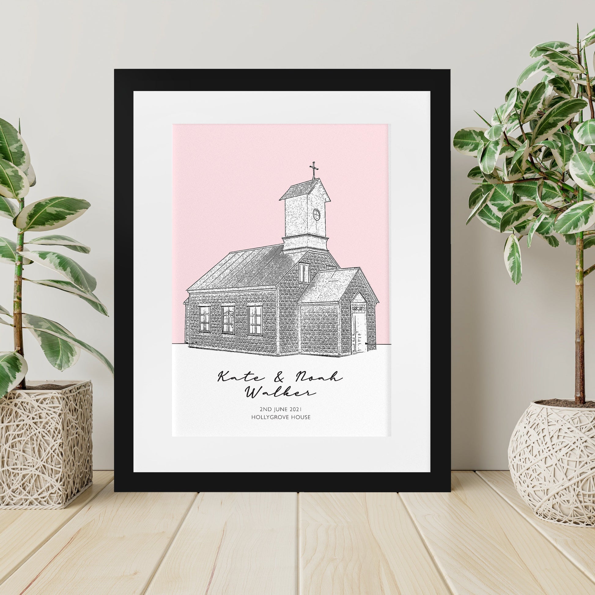 Personalized Wedding Venue Sketch Framed Print - GiftsofaKind