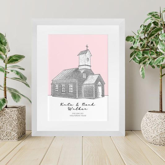 Personalized Wedding Venue Sketch Framed Print