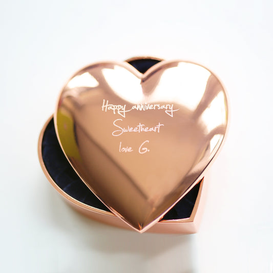 Rose Gold Heart Trinket Box With Own Handwriting