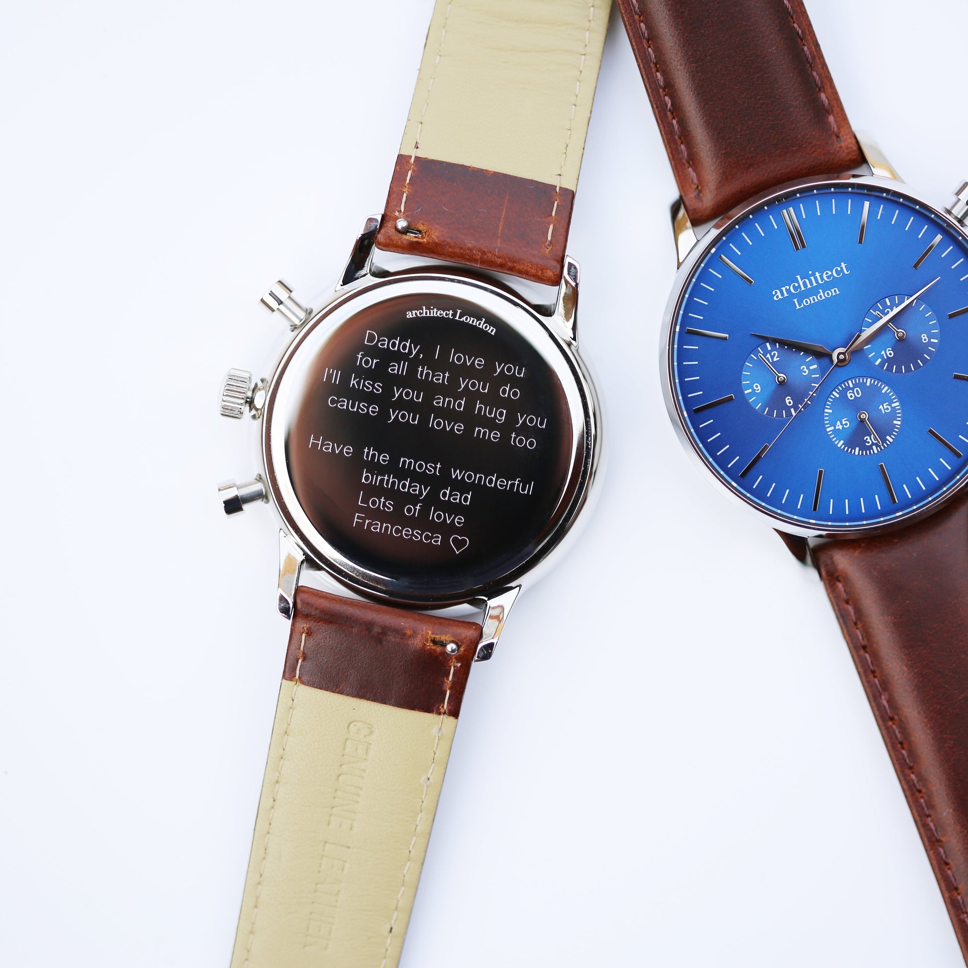 Personalized Men's Watches - Modern Font Engraving - Men's Architect Motivator With Walnut 