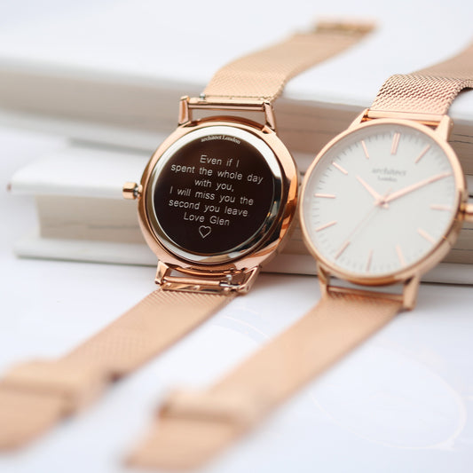 Women's Engraved Watch In Rose Gold