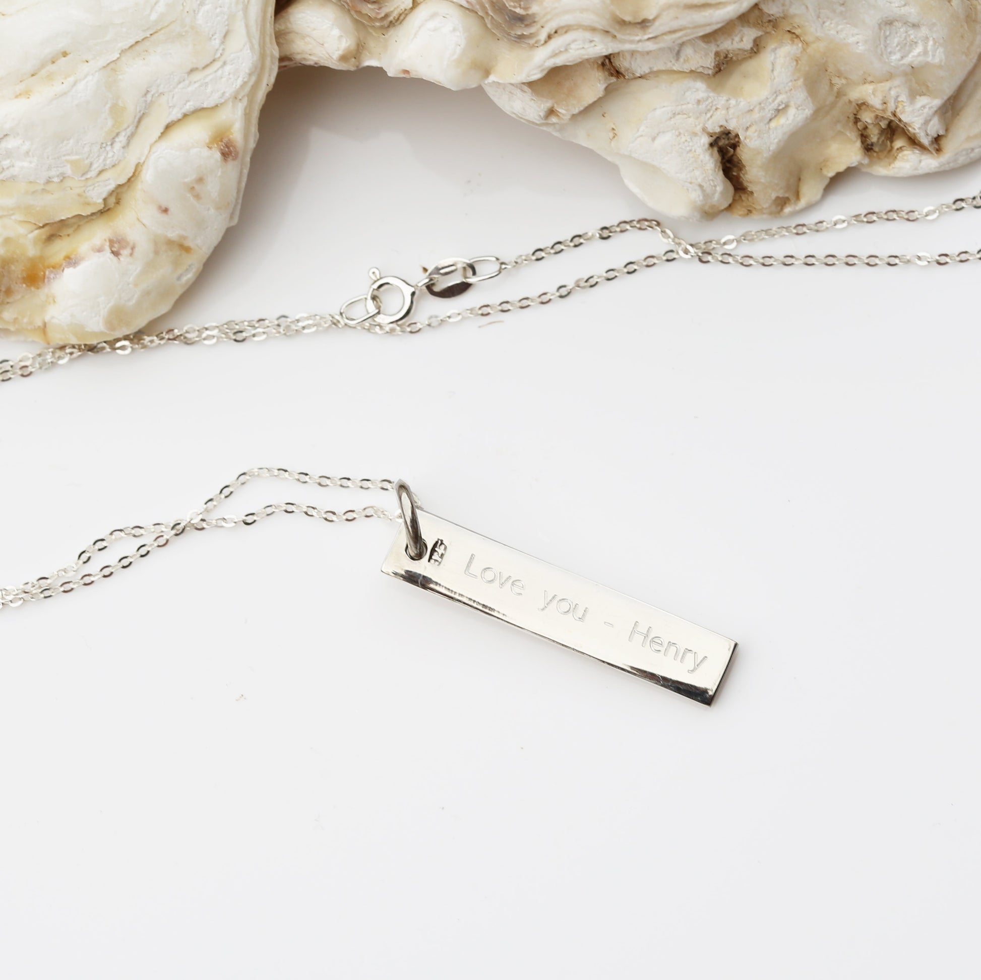 Personalized Necklaces - Sterling Silver Bar Necklace 
